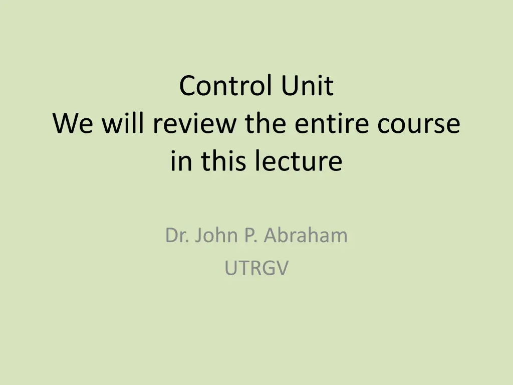 control unit n.w