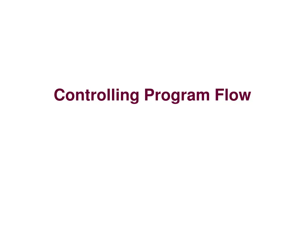 controlling program flow n.w
