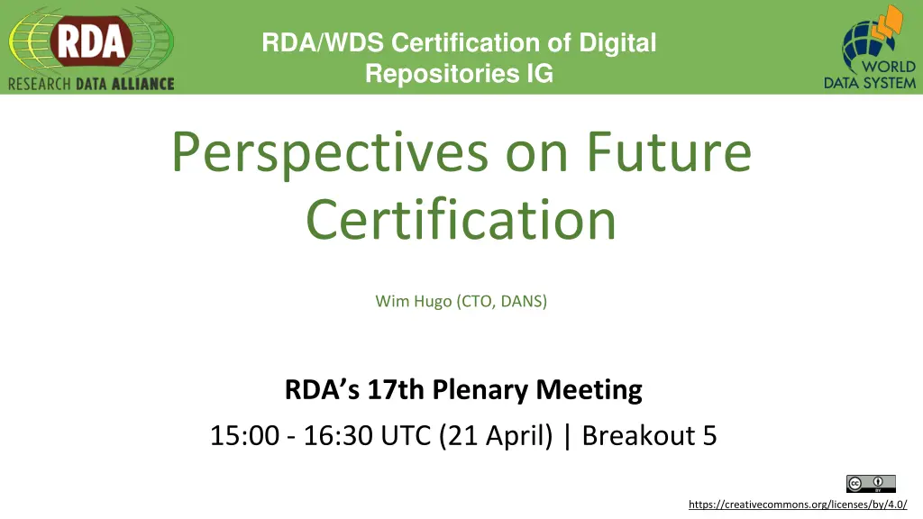 rda wds certification of digital repositories ig n.w