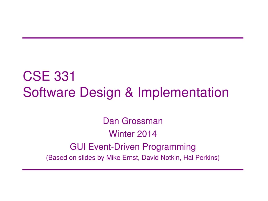 cse 331 software design implementation n.w