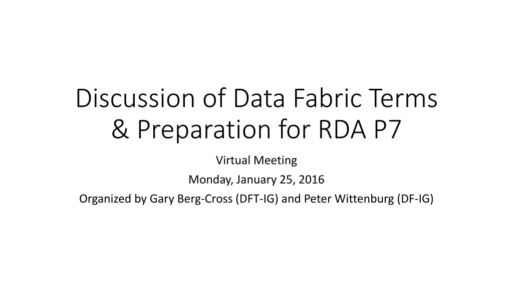discussion of data fabric terms preparation n.w