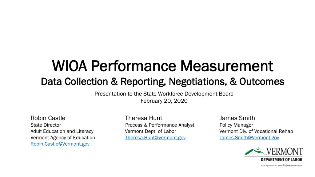 wioa performance measurement wioa performance n.w