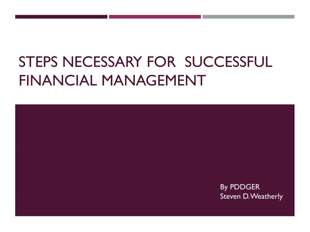 steps necessary for successful financial n.w