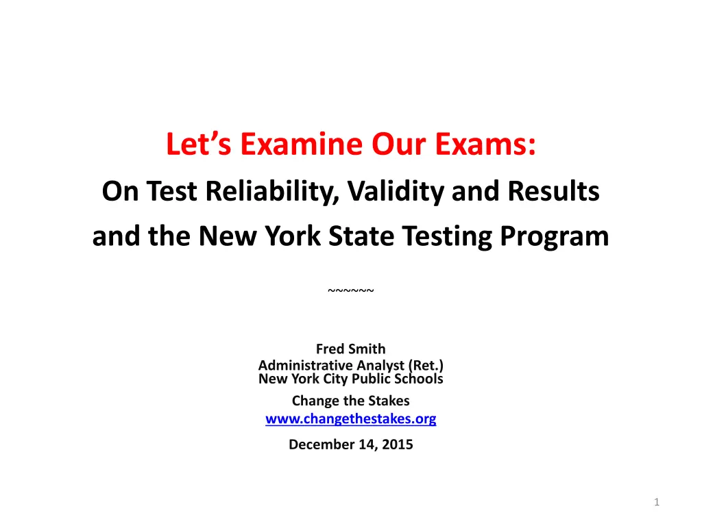 let s examine our exams on test reliability n.w