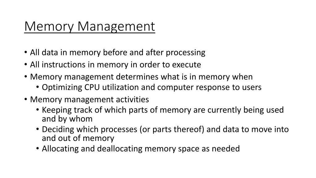 memory management n.w