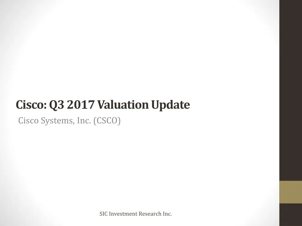 cisco q3 2017 valuation update cisco systems n.w