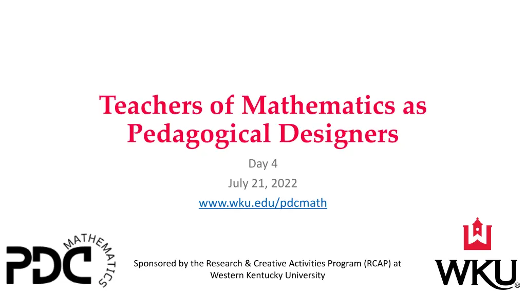 teachers of mathematics as pedagogical designers n.w