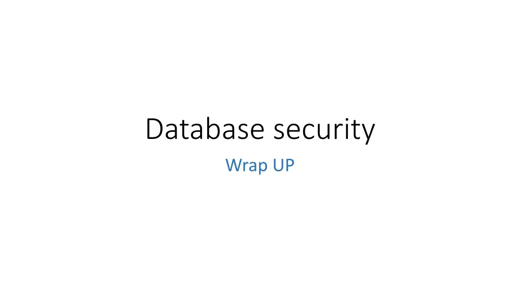database security wrap up n.w