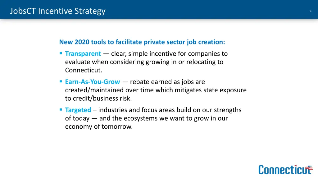 jobsct incentive strategy n.w