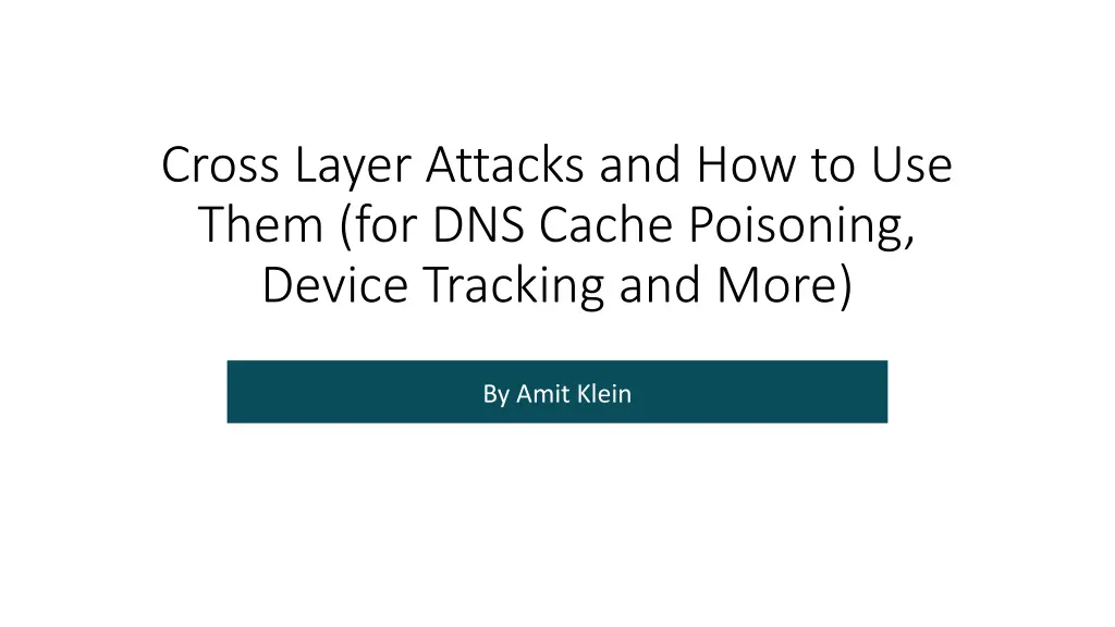 cross layer attacks and how to use them n.w