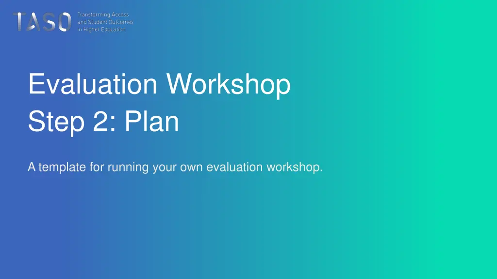 evaluation workshop step 2 plan n.w