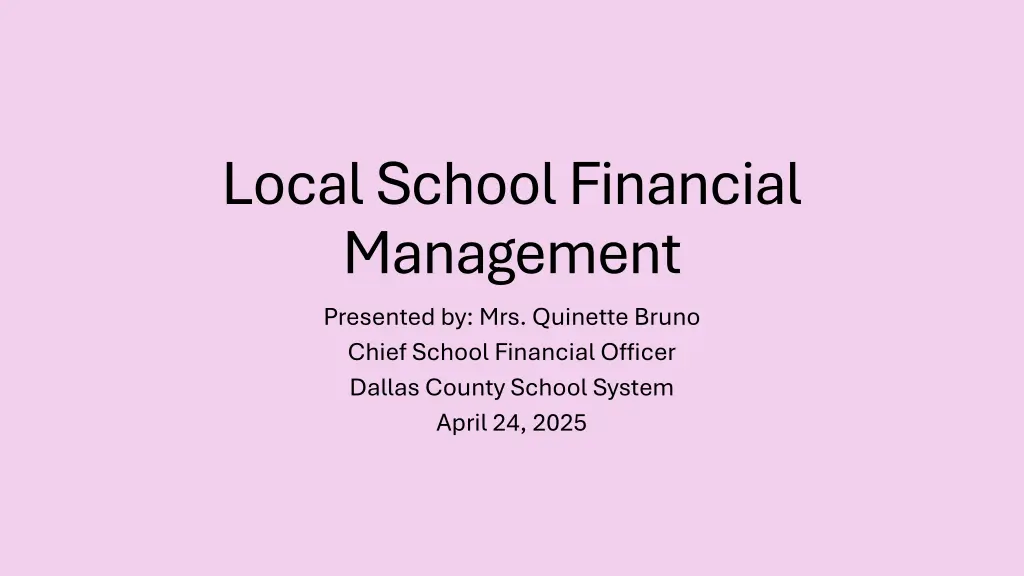 local school financial management presented n.w