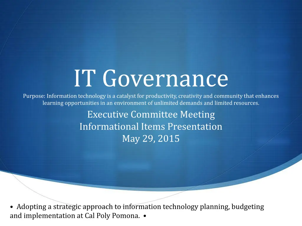 it governance purpose information technology n.w