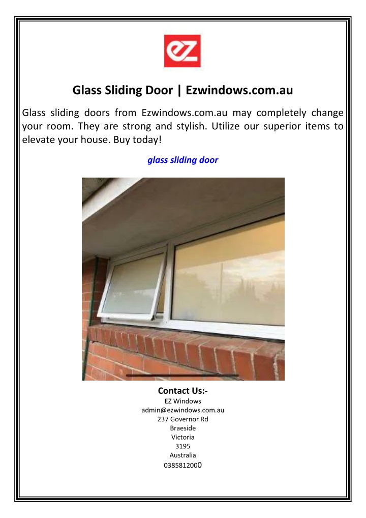 glass sliding door ezwindows com au n.w