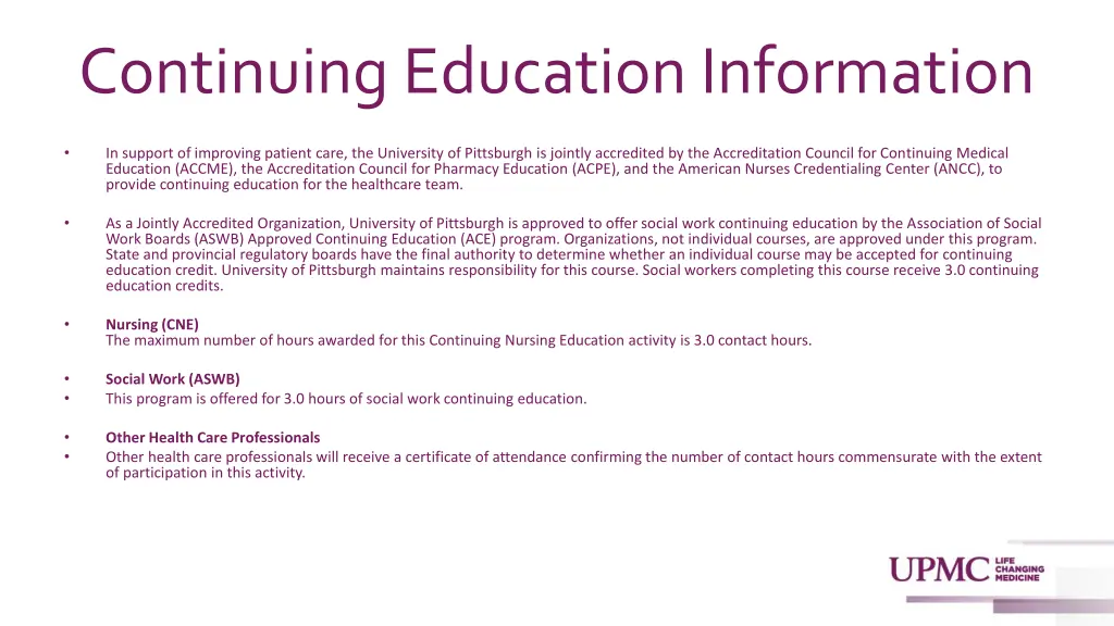 continuing education information n.w