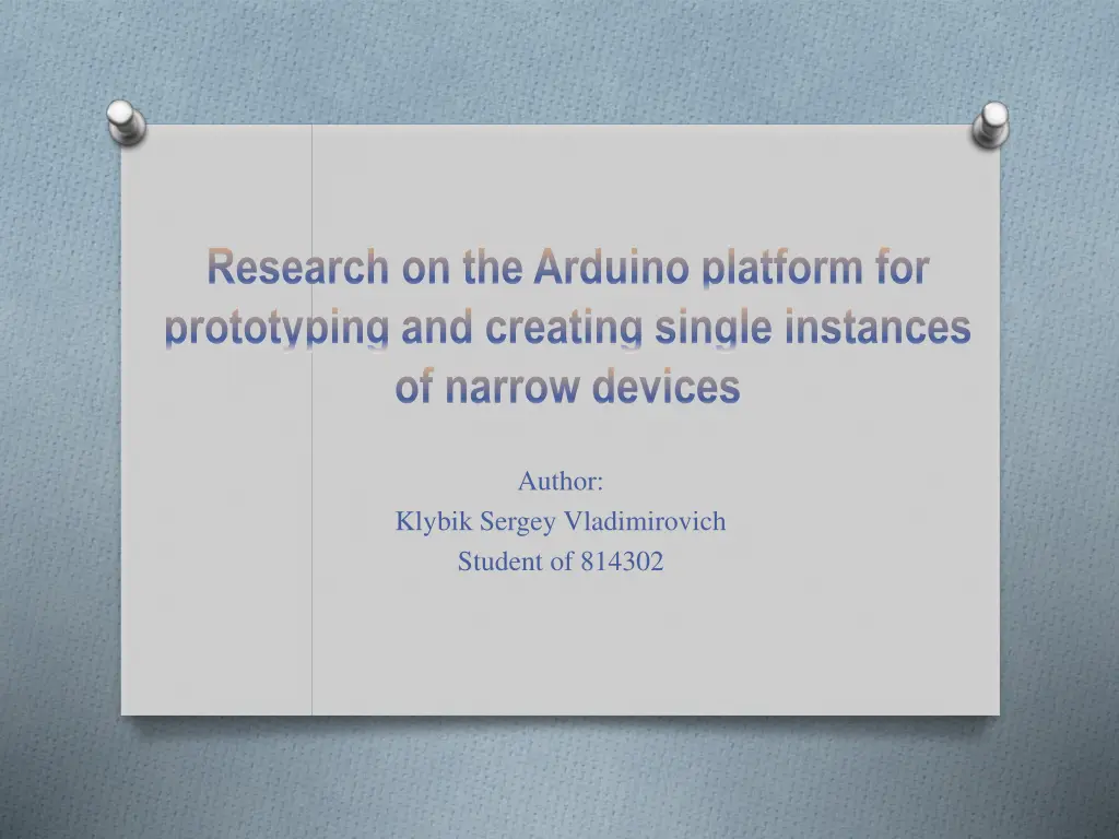research on the arduino platform for prototyping n.w