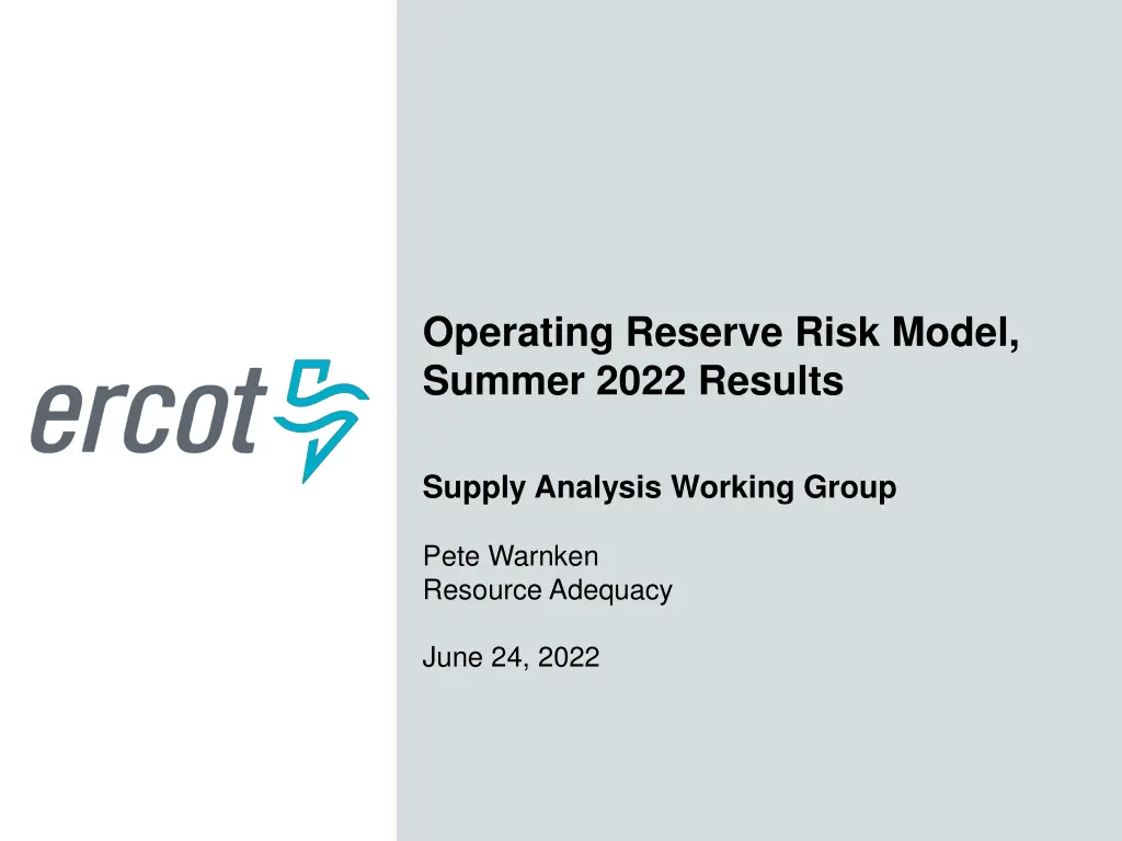 operating reserve risk model summer 2022 results n.w