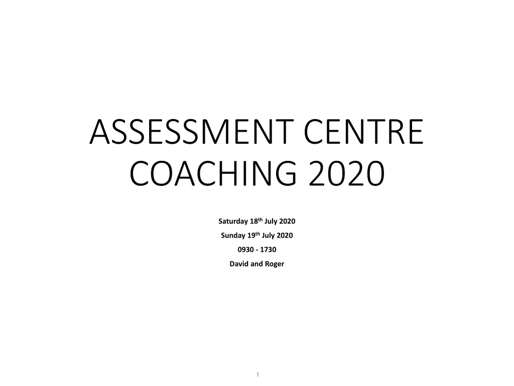assessment centre coaching 2020 n.w