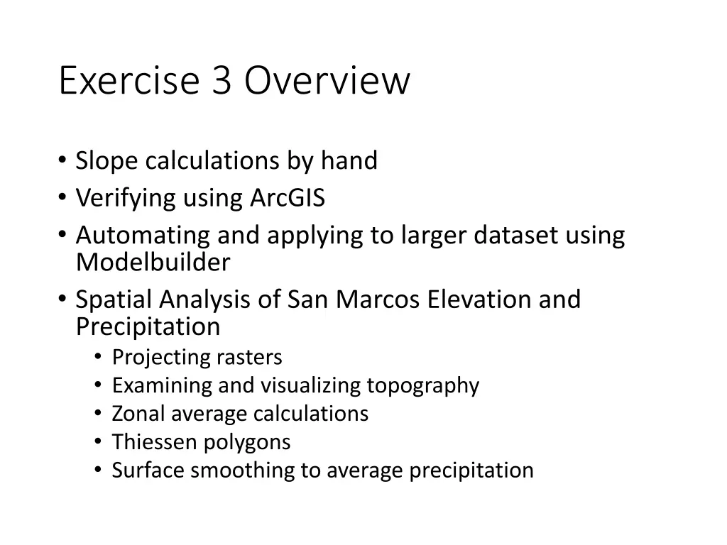 exercise 3 overview n.w