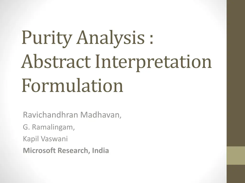 purity analysis abstract interpretation n.w