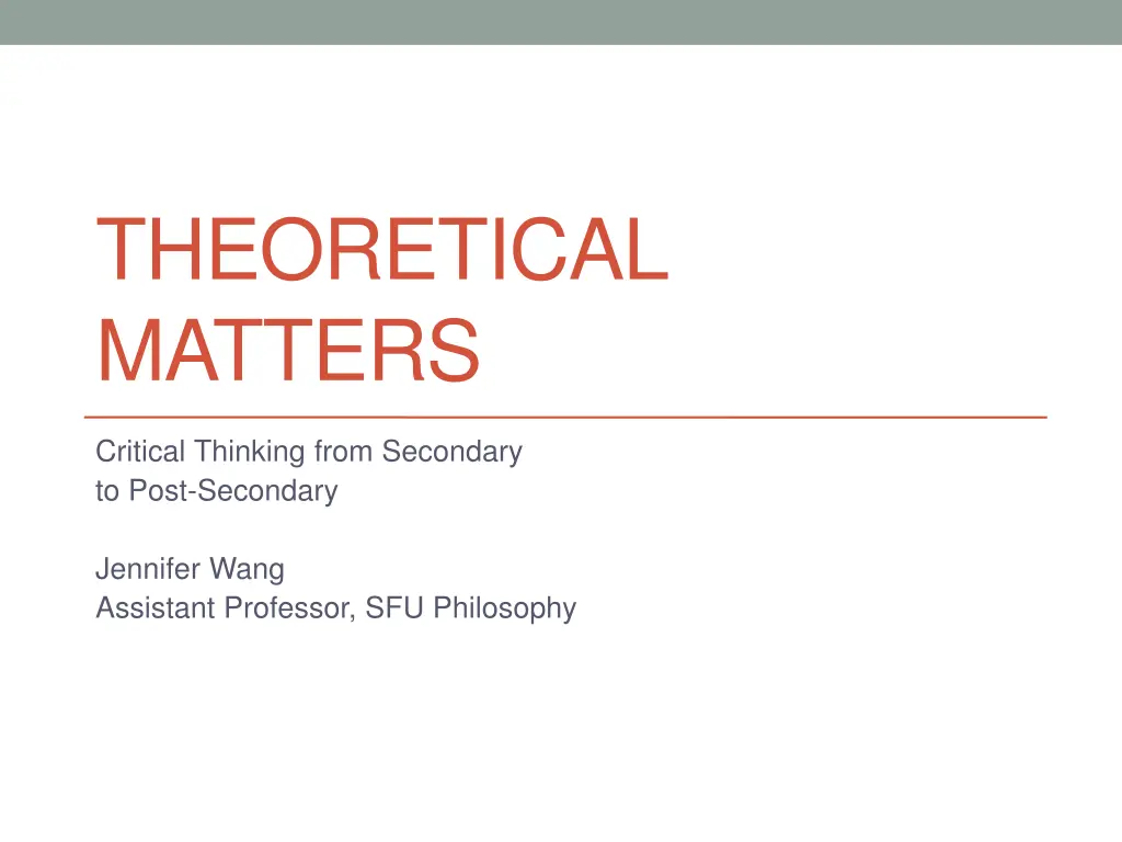 theoretical matters n.w