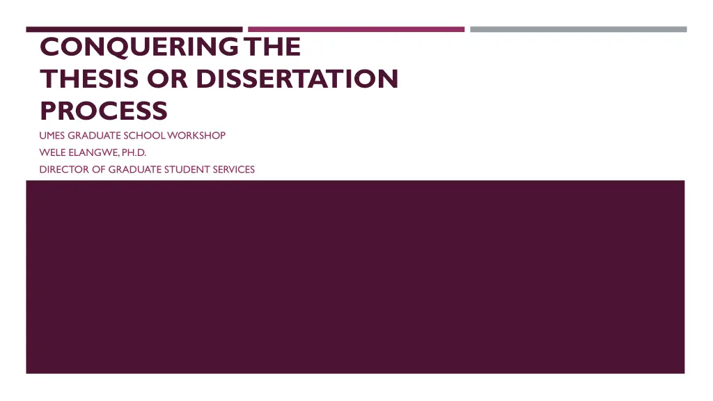 conquering the thesis or dissertation process n.w