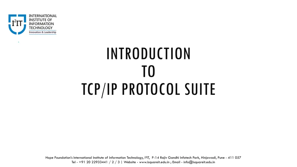 introduction to tcp ip protocol suite n.w