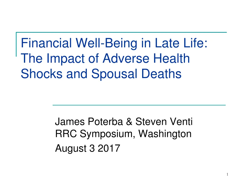 financial well being in late life the impact n.w