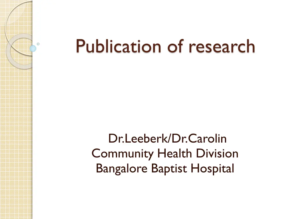 publication of research n.w