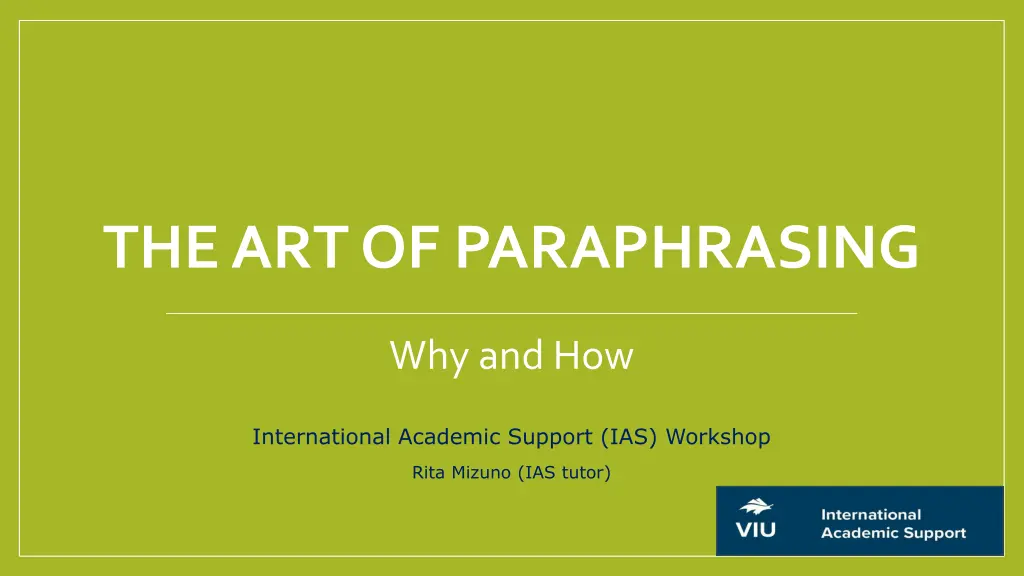 the art of paraphrasing n.w