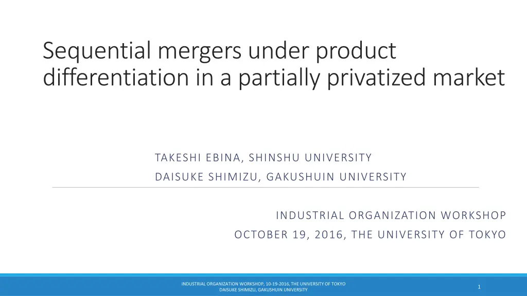 sequential mergers under product differentiation n.w