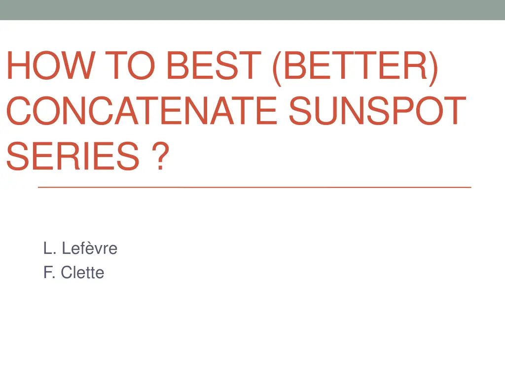 how to best better concatenate sunspot series n.w