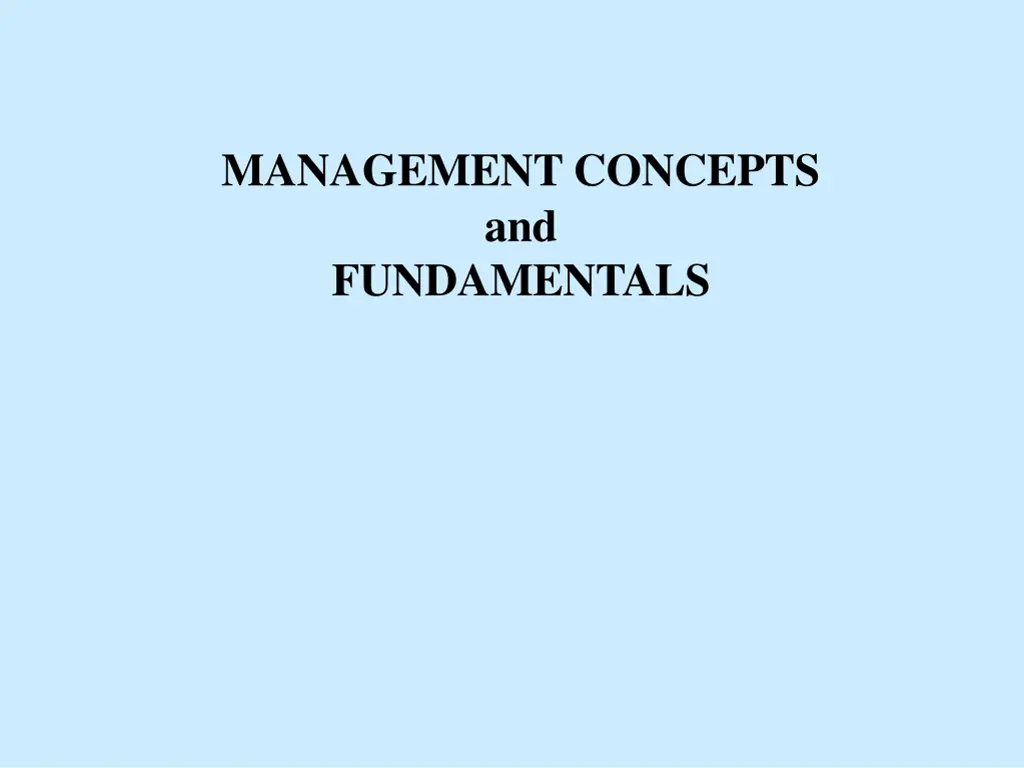 management concepts and fundamentals n.w
