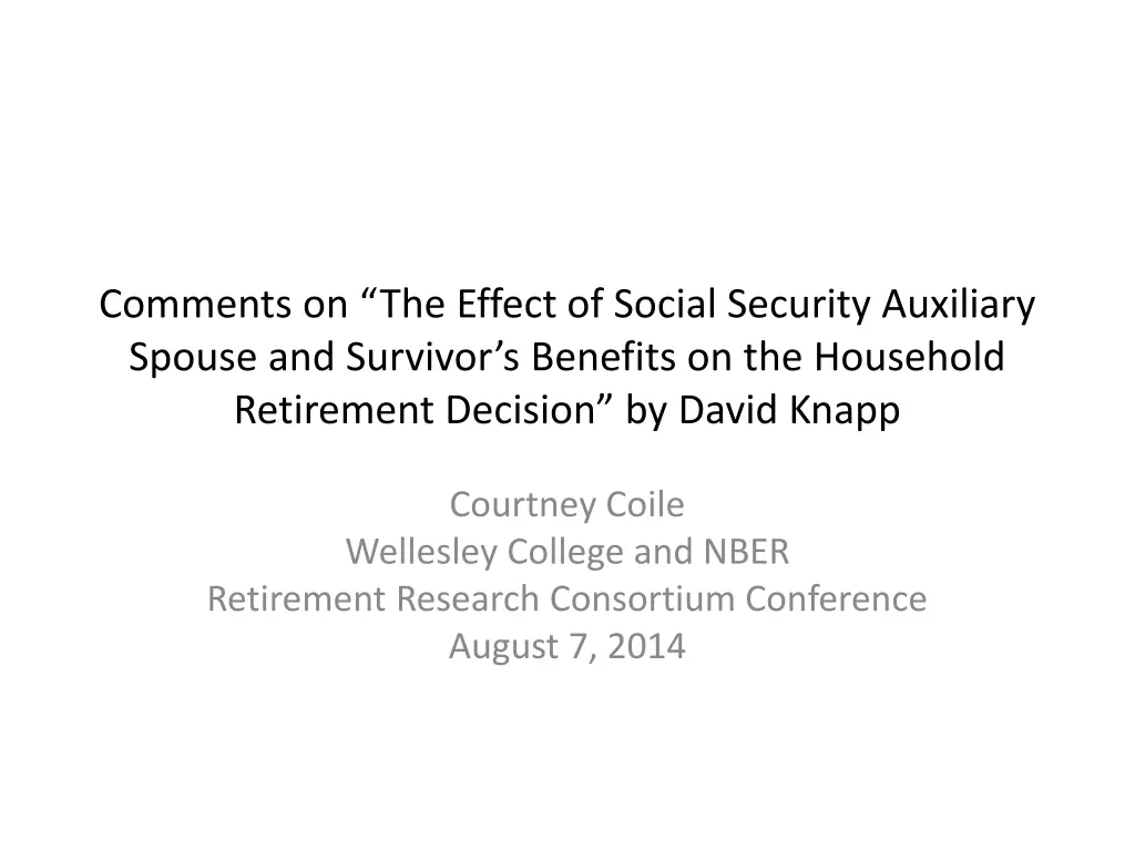 comments on the effect of social security n.w