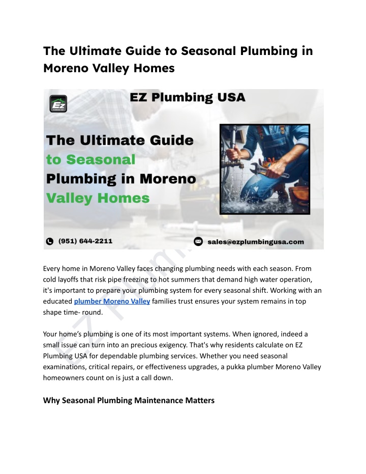 the ultimate guide to seasonal plumbing in moreno n.w