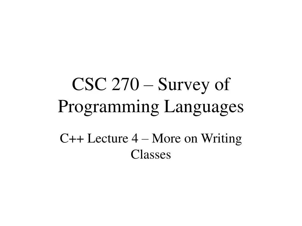 csc 270 survey of programming languages n.w