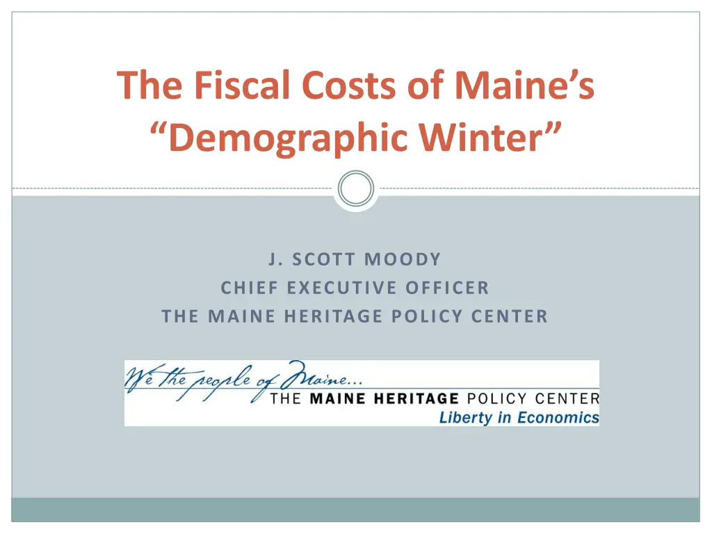 the fiscal costs of maine s demographic winter n.w