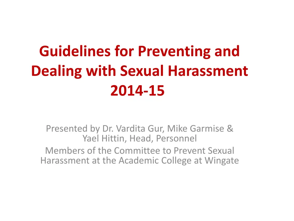 guidelines for preventing and dealing with sexual n.w