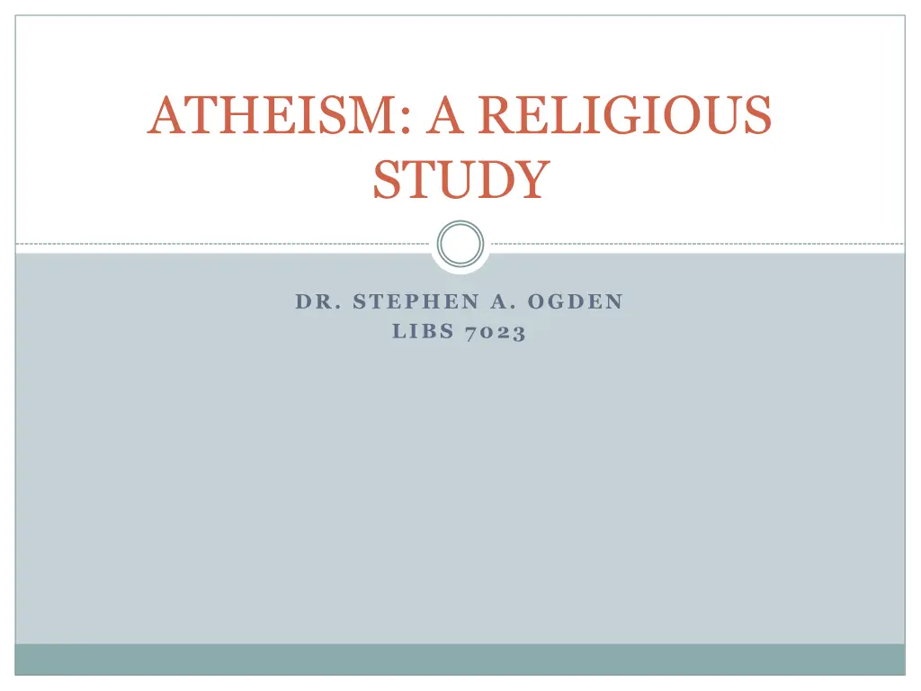 atheism a religious study n.w