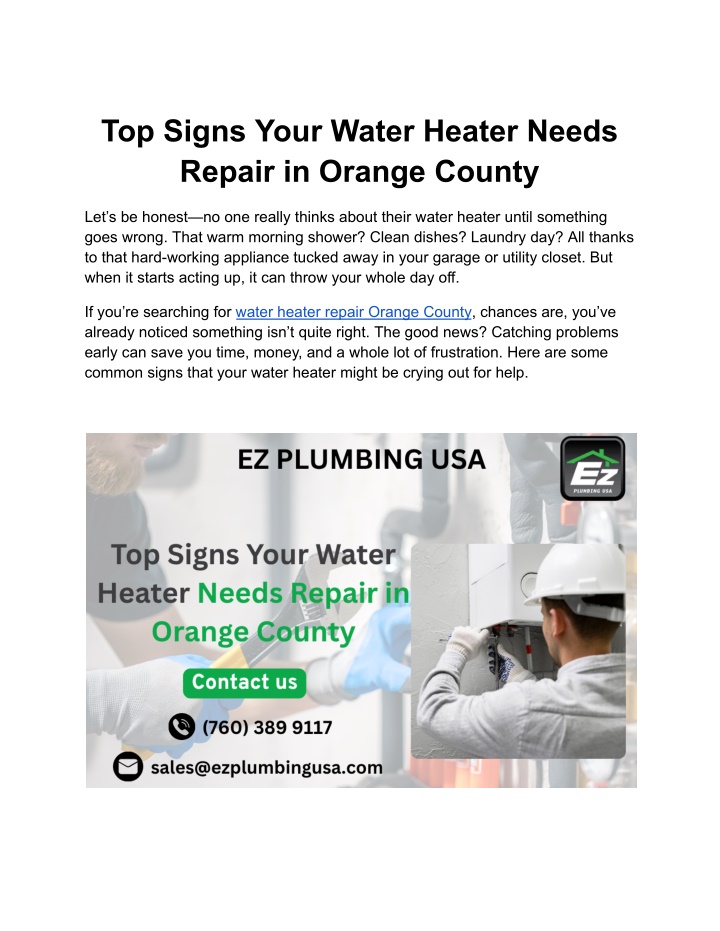 top signs your water heater needs repair n.w