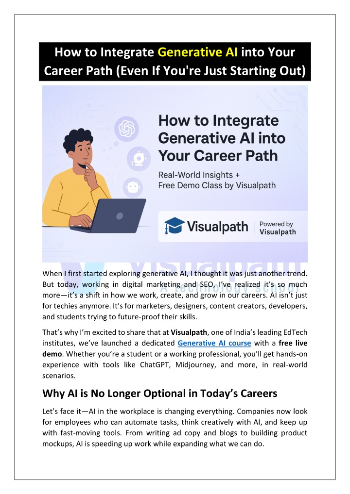 how to integrate generative ai into your career n.w