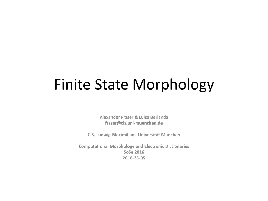finite state morphology n.w