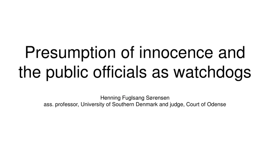 presumption of innocence and the public officials n.w