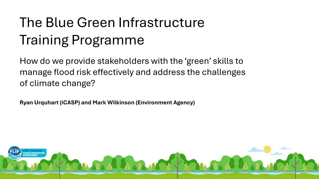 the blue green infrastructure training programme n.w