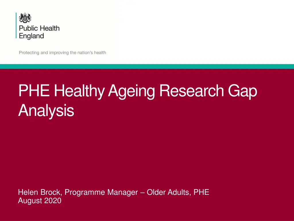 phe healthy ageing research gap analysis n.w