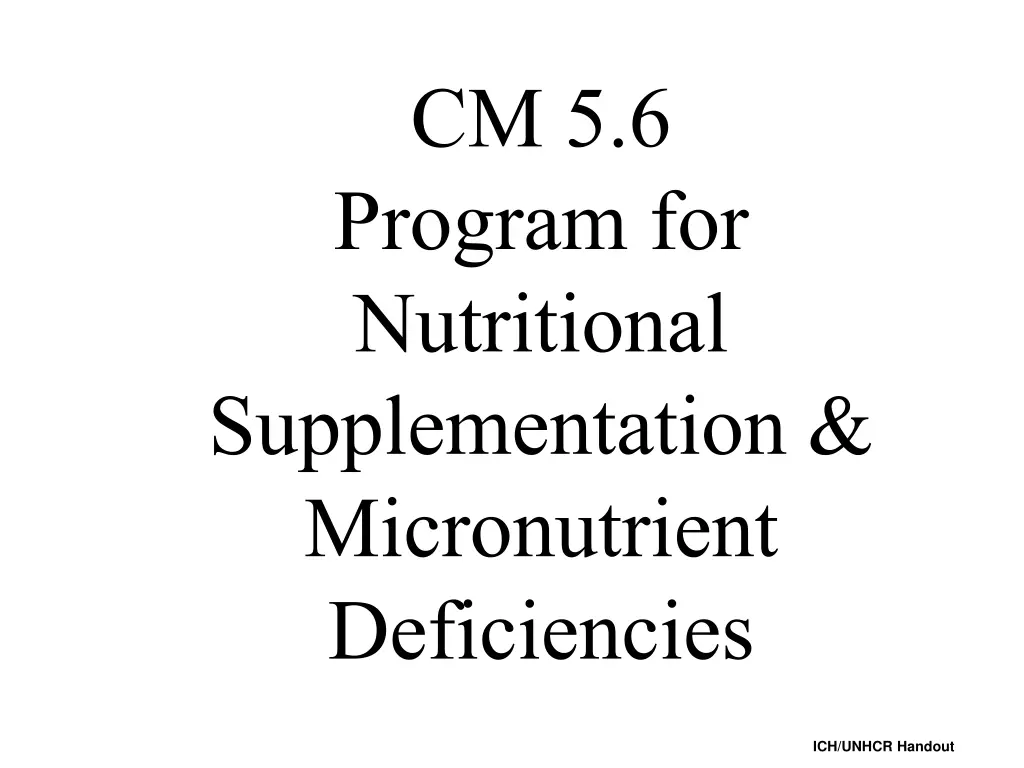 cm 5 6 program for nutritional supplementation n.w