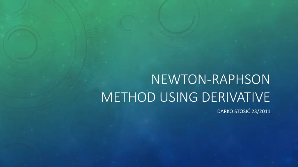 newton raphson method using derivative n.w