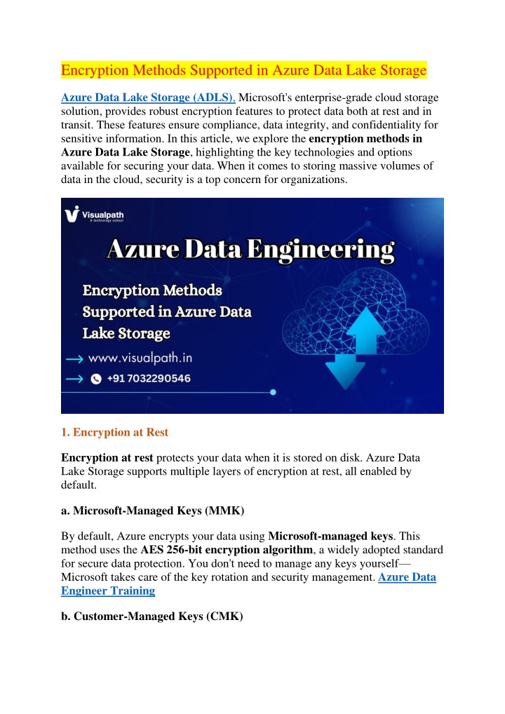 encryption methods supported in azure data lake n.w