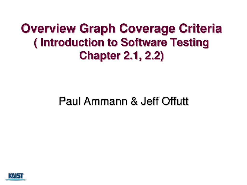overview graph coverage criteria introduction n.w