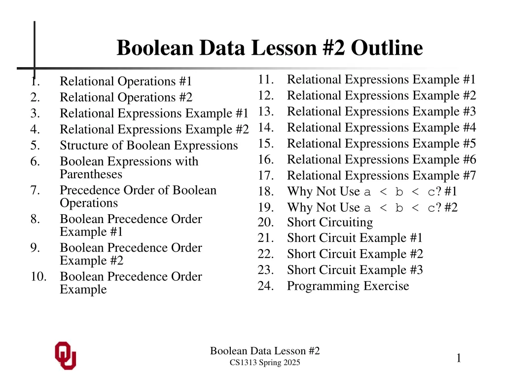 boolean data lesson 2 outline n.w